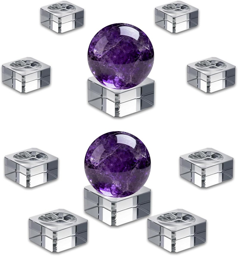GeryVtee 10PCS Clear Crystal Ball Stand Square Crystal Display Bases Ball Stand for 30-90mm 3D Crystals Spheres Easter Egg Golf Ball Acrylic Home Decoration (5 Size) - Image 1
